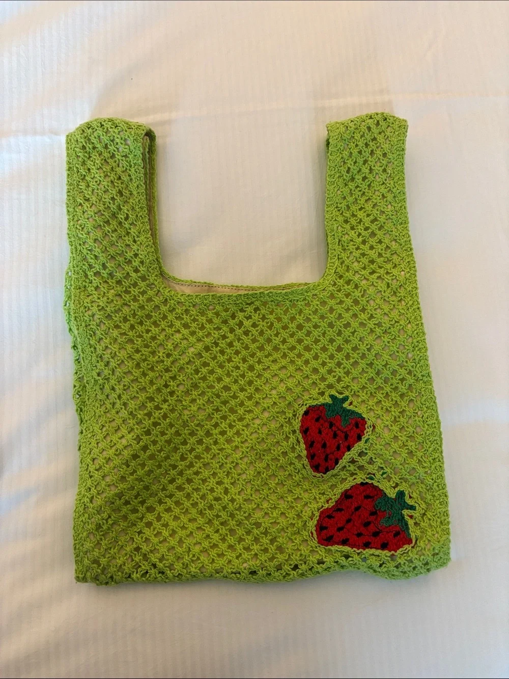 wild fable Green Crochet Strawberry Tote